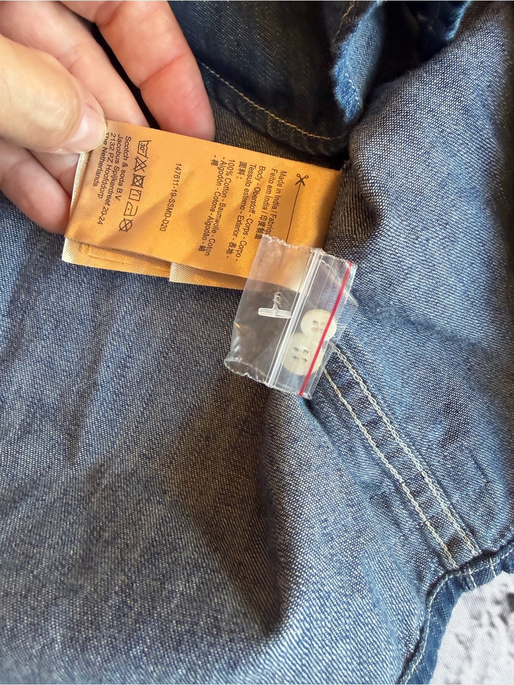 Scotch & Soda Men’s Long Sleeve Button-Down Denim Shirt Blauw EUC Size Large - Picture 15 of 16